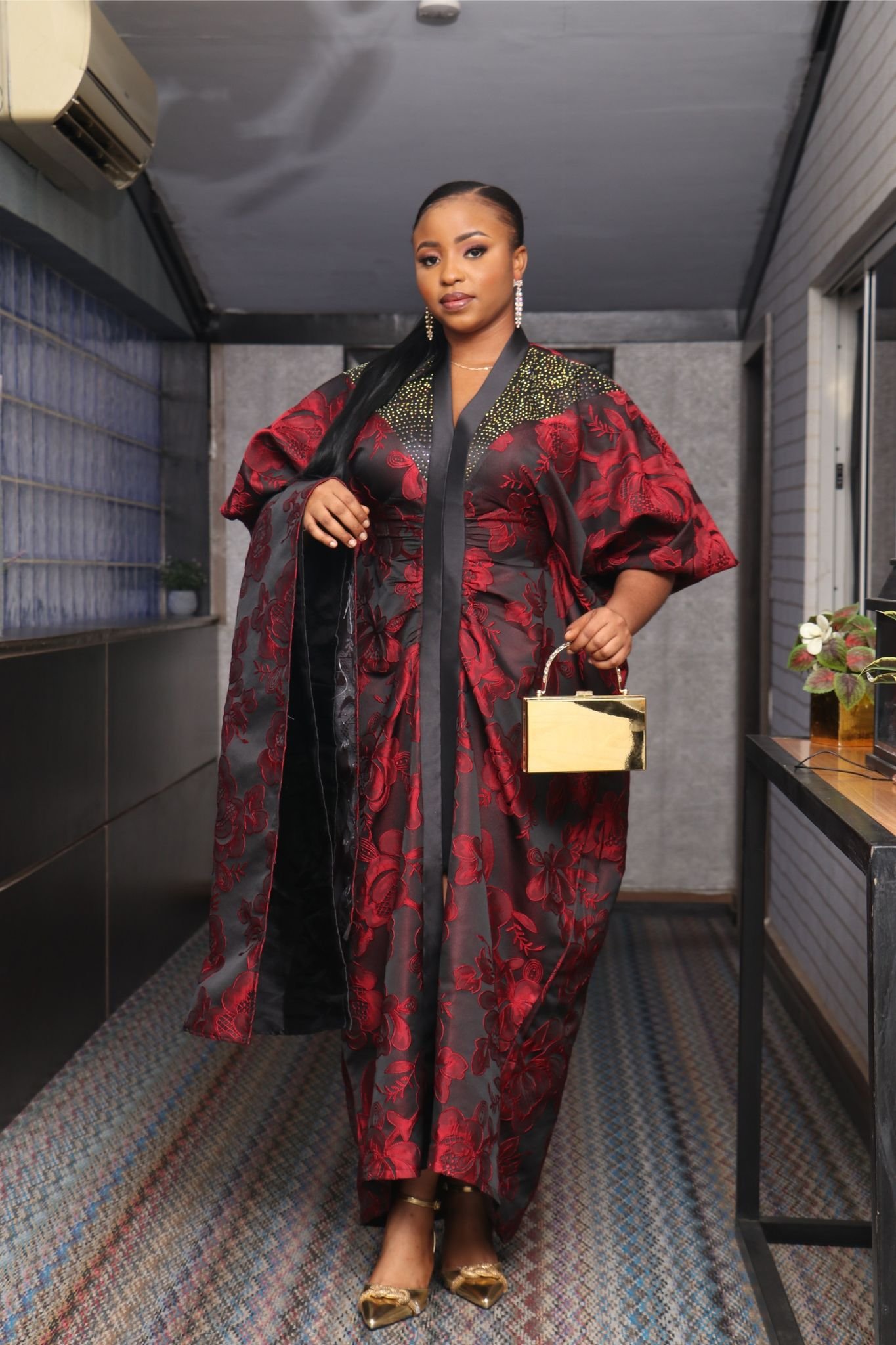 LAYO 3-Piece Lace Brocade Boubou With a Matching Turban