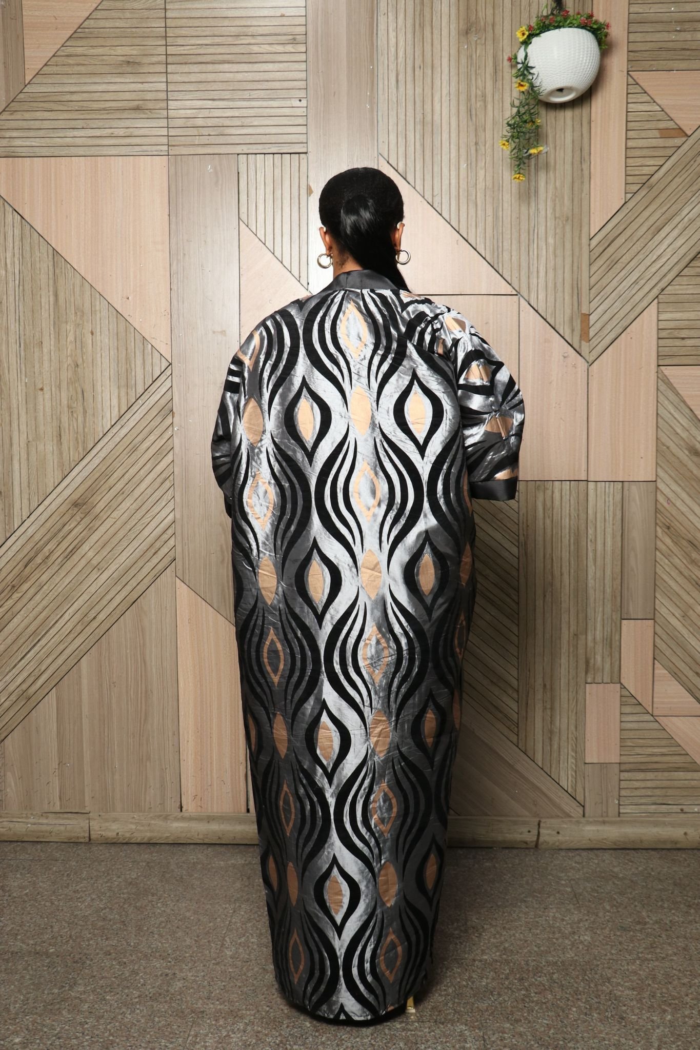  FUNKE Velvet Embossed Long Kimono Jacket