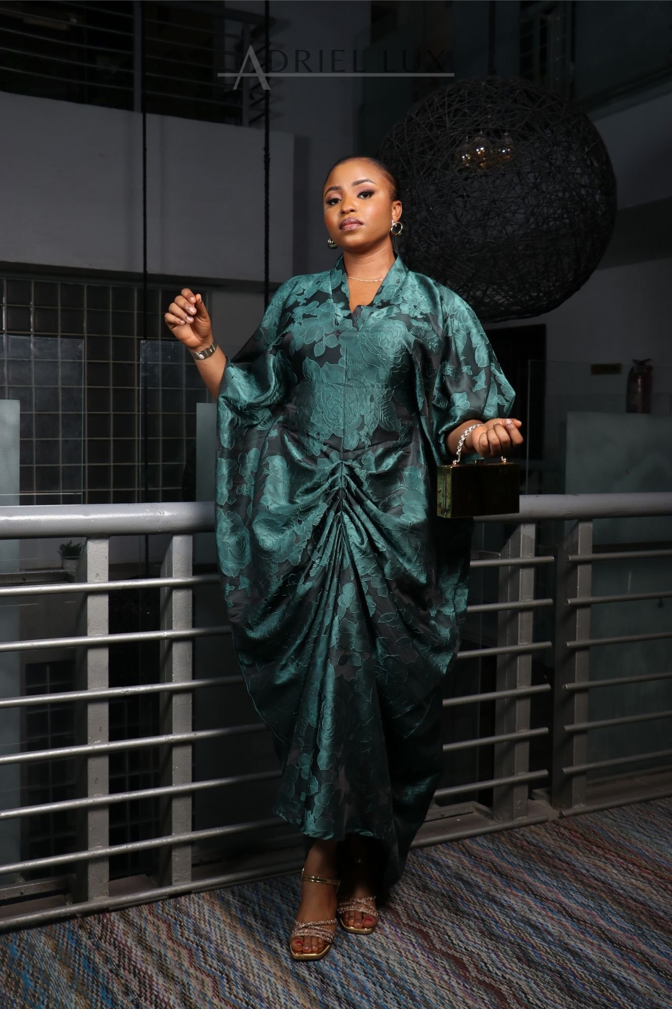 Corset-Cut 2-Piece Lace Brocade Boubou and Hat Set