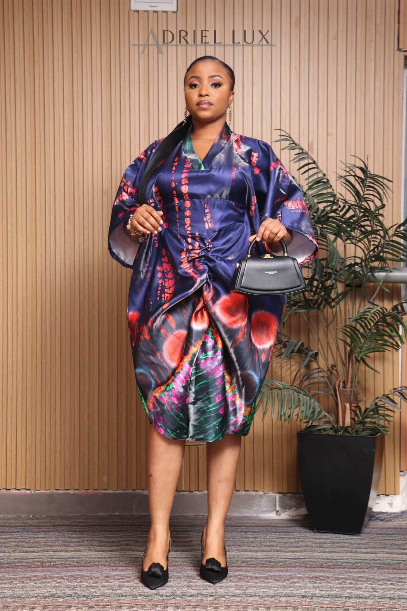 PEJU02 Button detailed Corset-Cut Liquid Mikado Boubou- Multi 