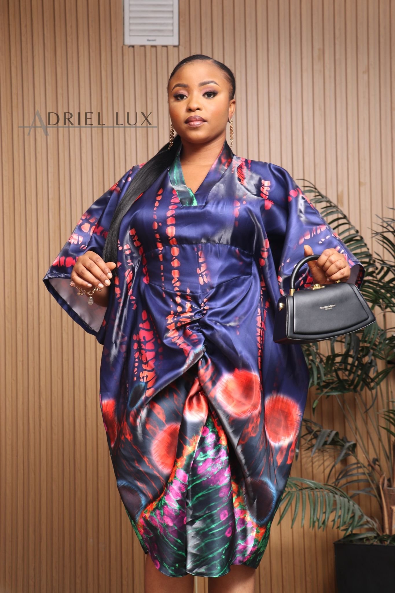 PEJU02 Button detailed Corset-Cut Liquid Mikado Boubou- Multi 