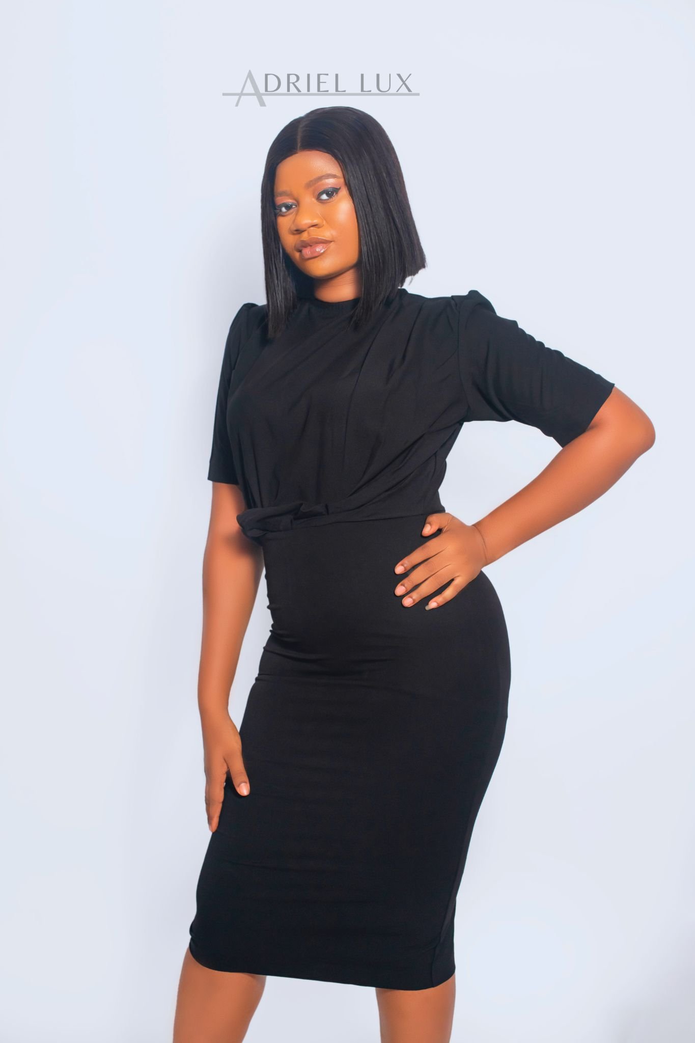 Overlap Wrap High-Low Midi Dress