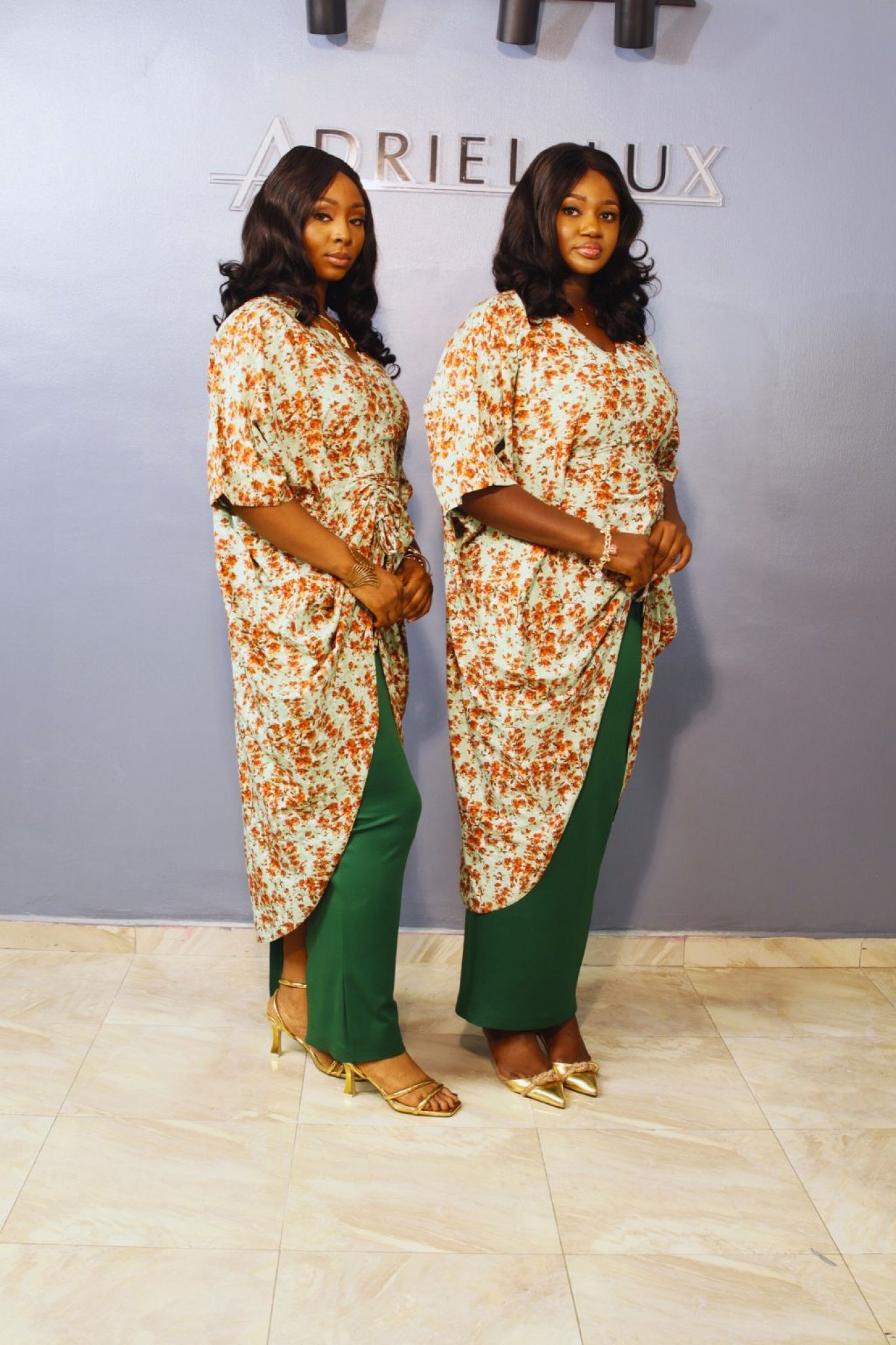 Name: OMOTOLA02 Self-Cinched 2-Piece Set. Green/Multi 