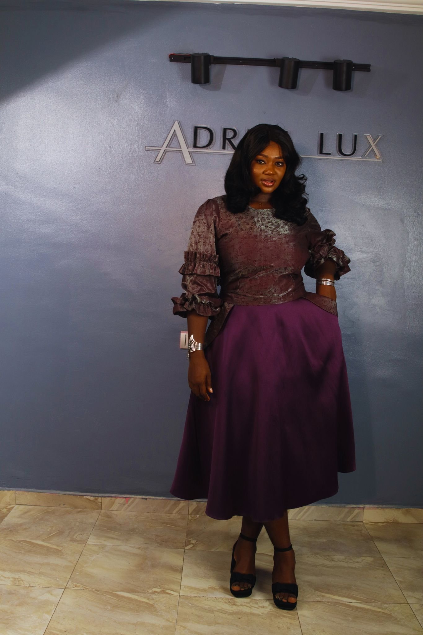 BUJU04 Floral Pattern Metallic/Mikado 2-Piece Co-ord Set