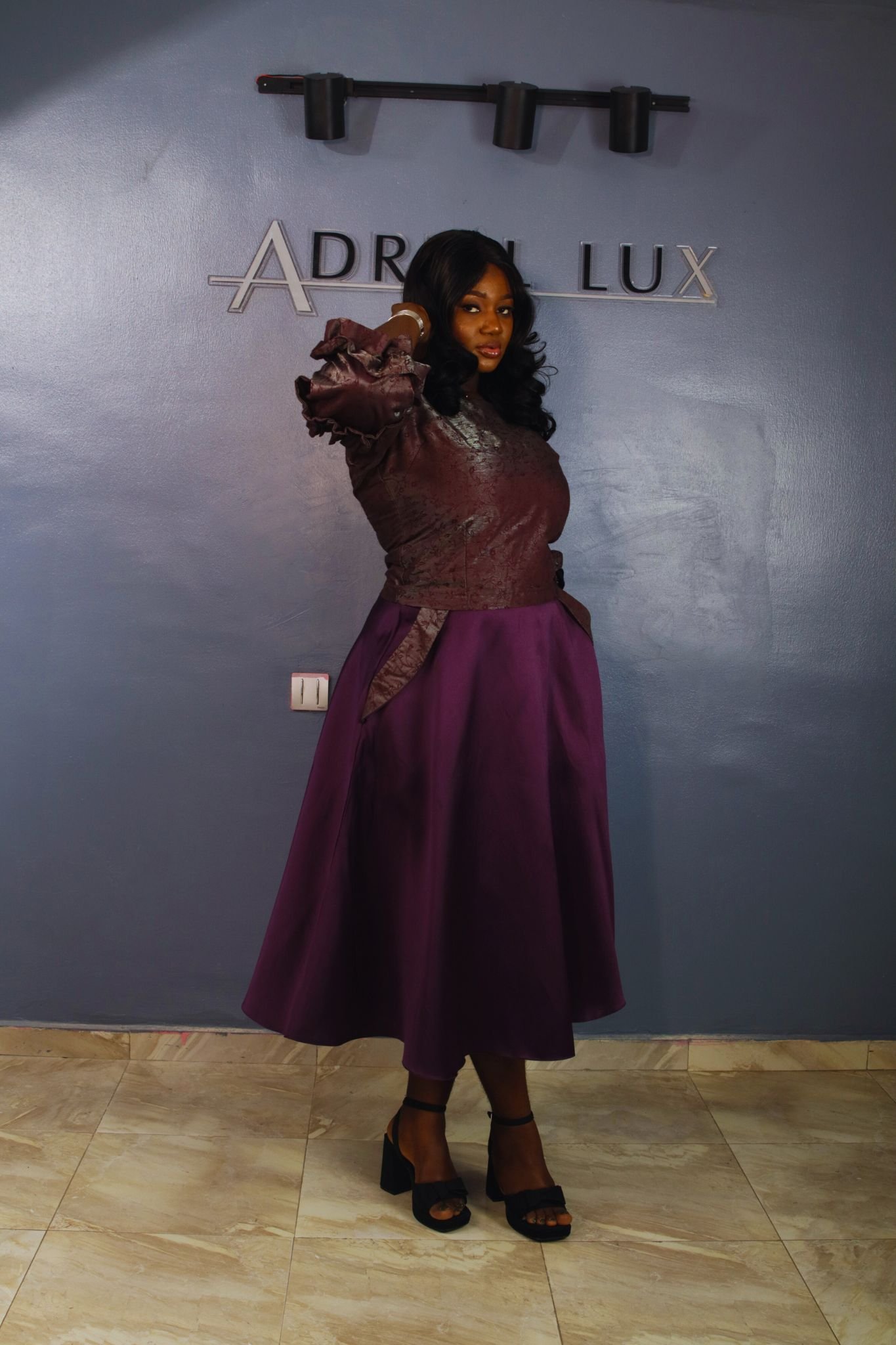 BUJU04 Floral Pattern Metallic/Mikado 2-Piece Co-ord Set