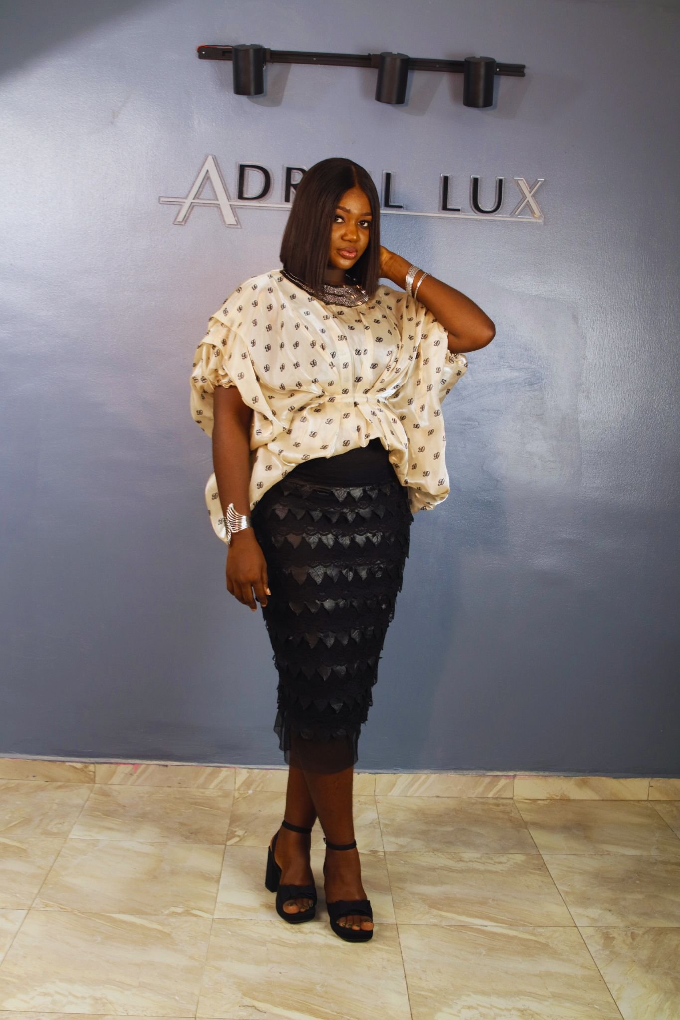 Rhinestone-Embellished Organdi 2-Piece Co-ord Set