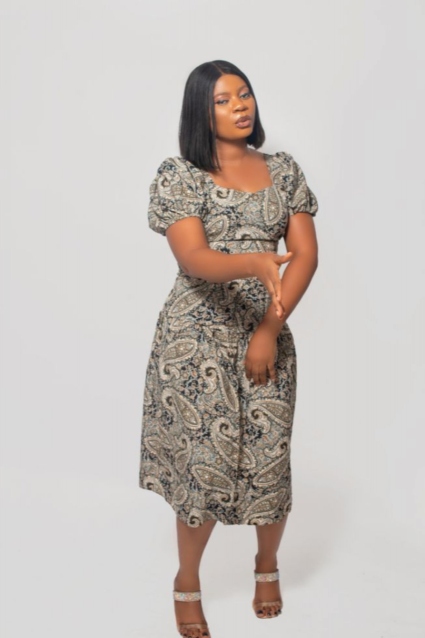 Paisley Print Smoked Tie-Back Crop Top and Skirt Coordinate Set