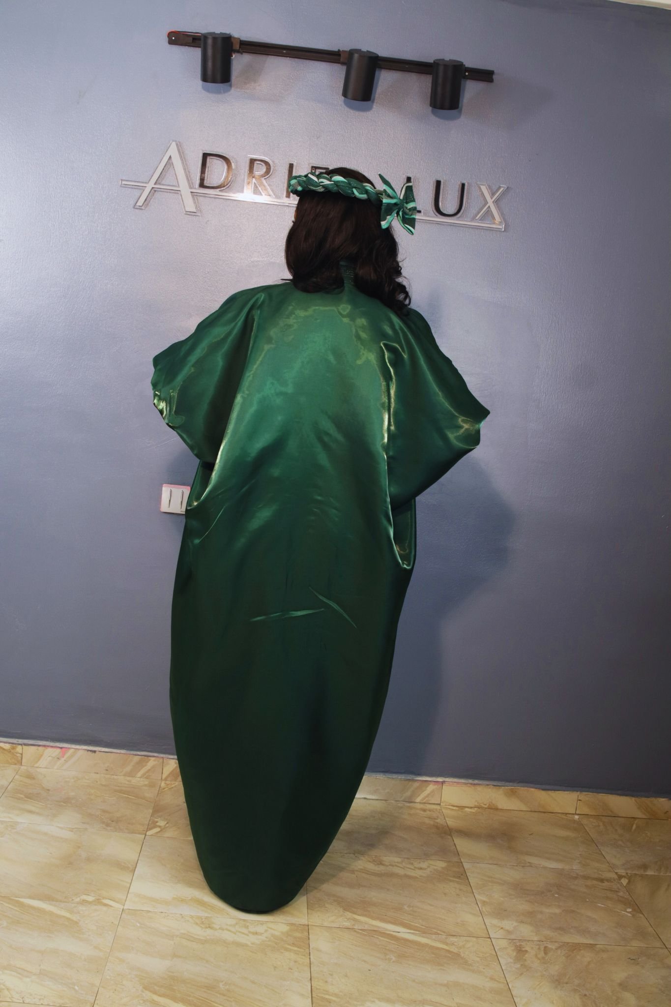 MOFE02-piece Liquid Mikado-Asooke Mix Boubou Dress and Hat Set 