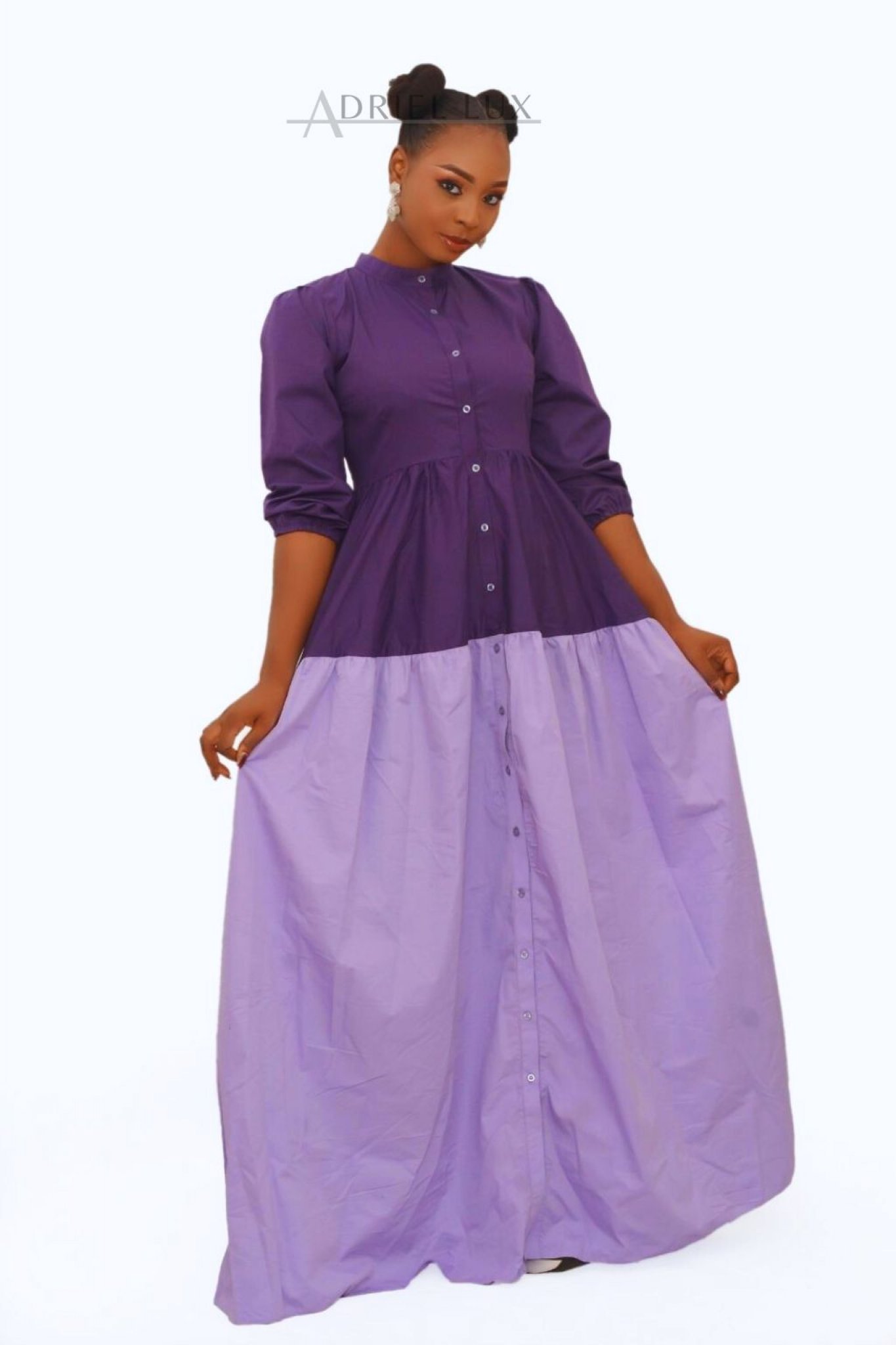 Color-Block Maxi Shirt Dress