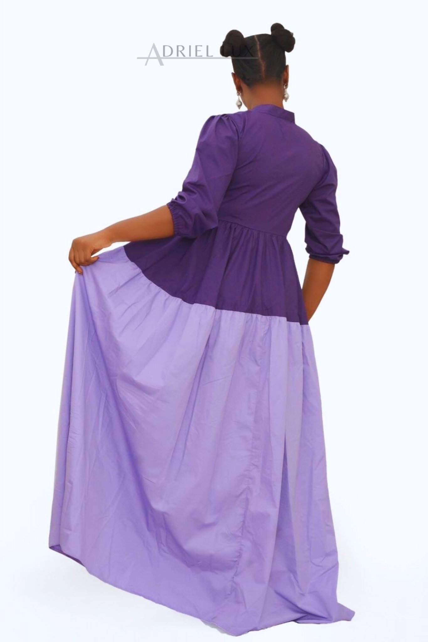 Color-Block Maxi Shirt Dress
