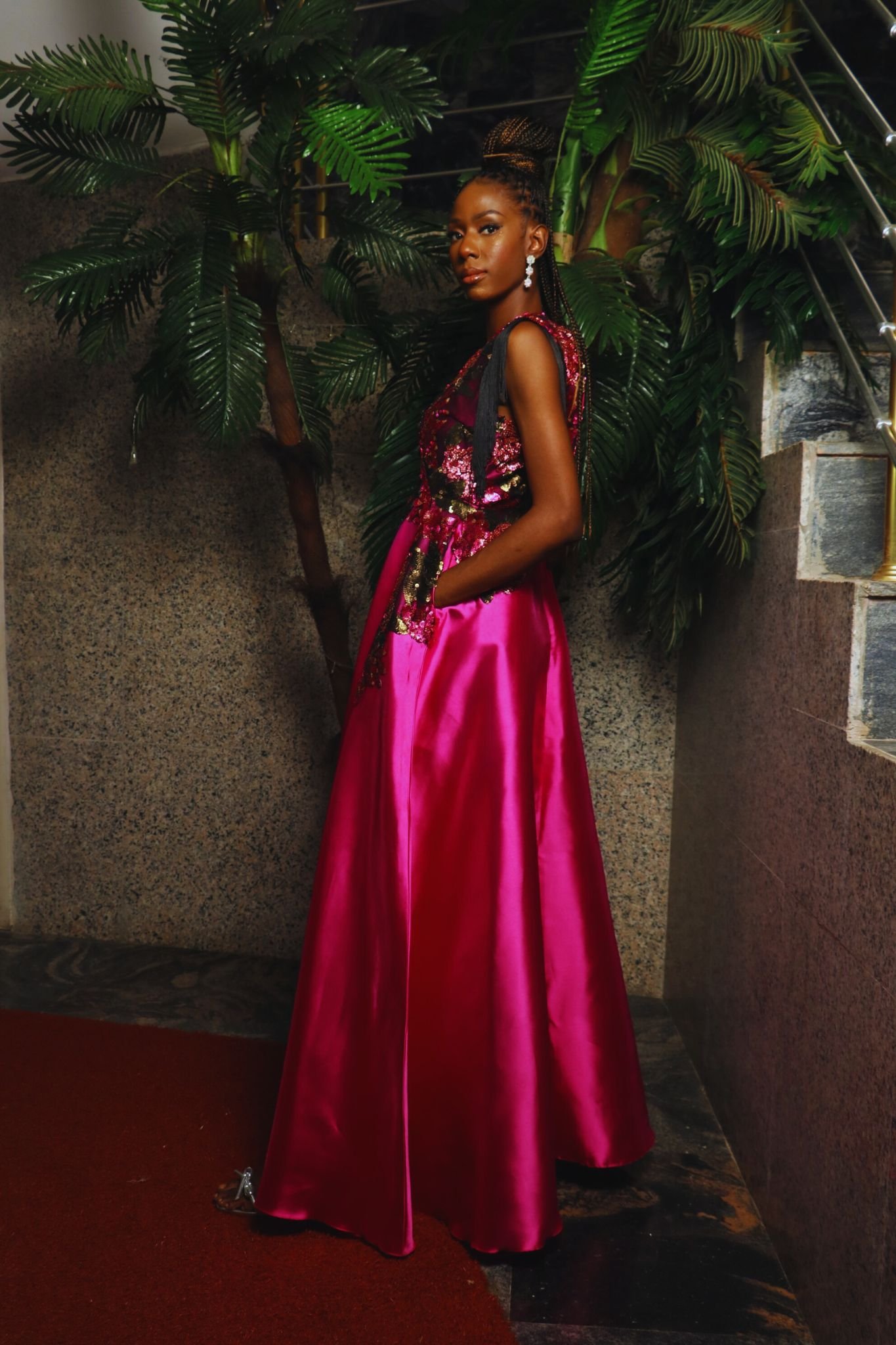 Floral Sequin Dress  Pink